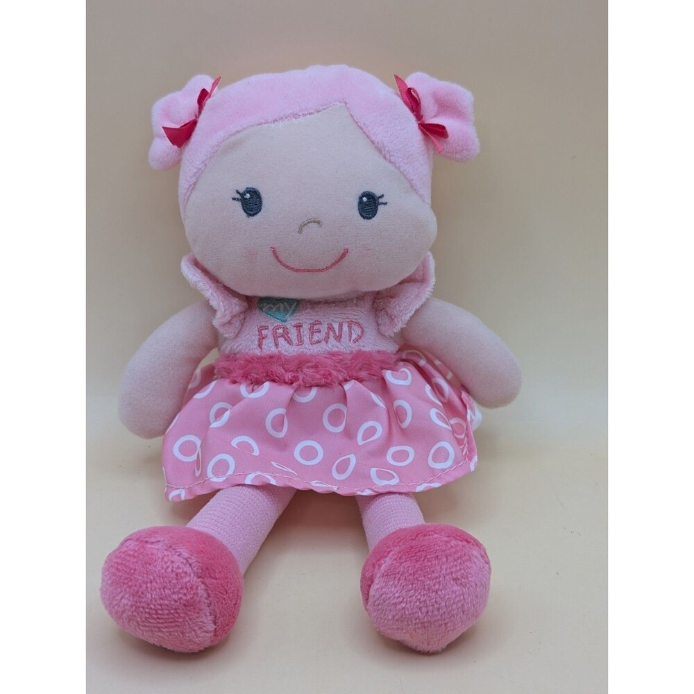 Garanimals My Best Friend Plush Baby Doll Pink Dress & Hair Rattle Lovey